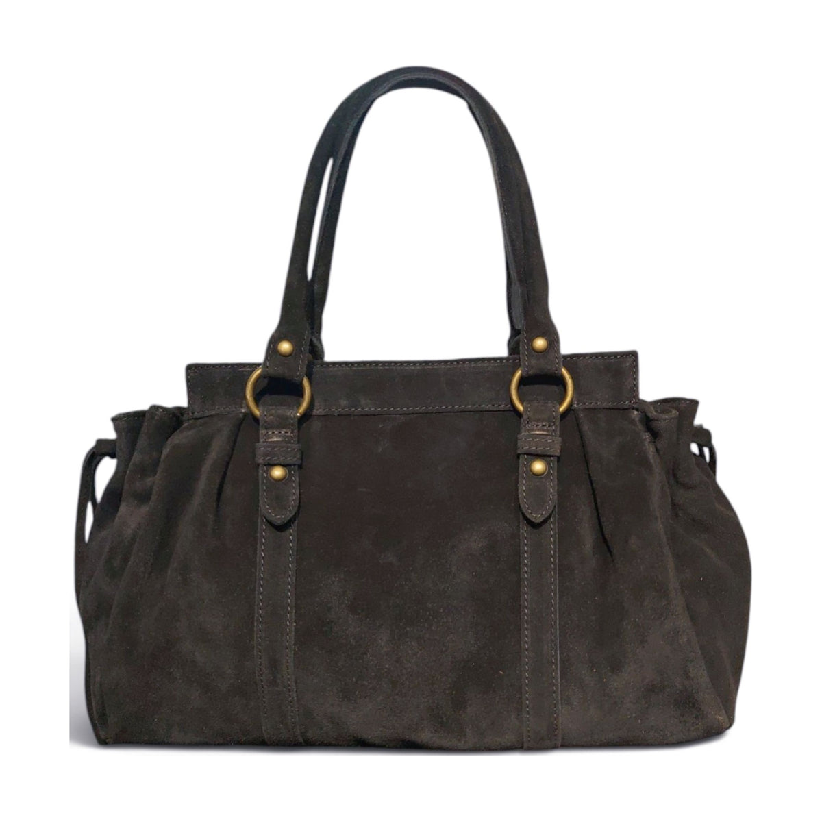 BM866 Black Suede Satchel Bag
