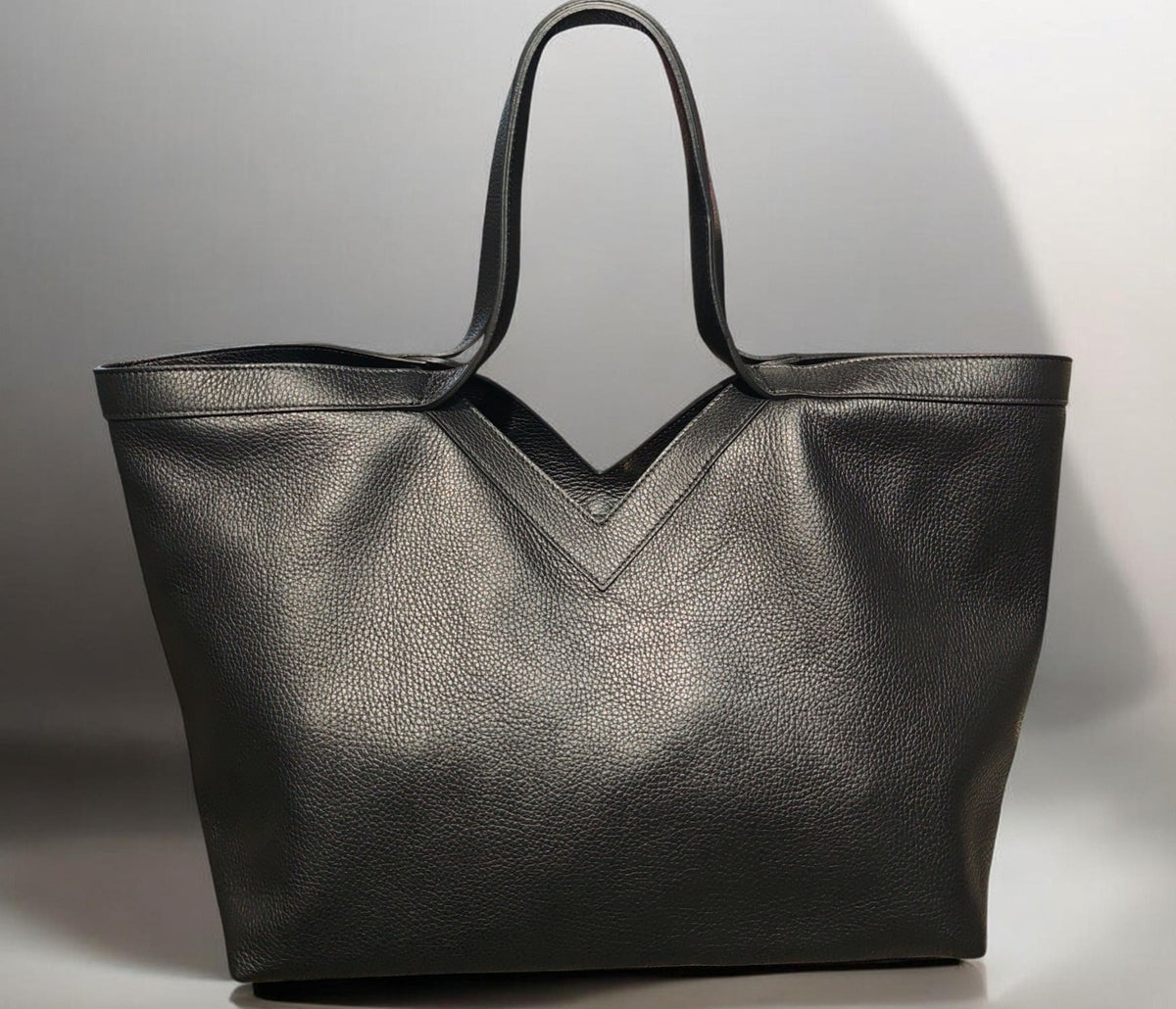 BM855 Black Leather Tote Bag