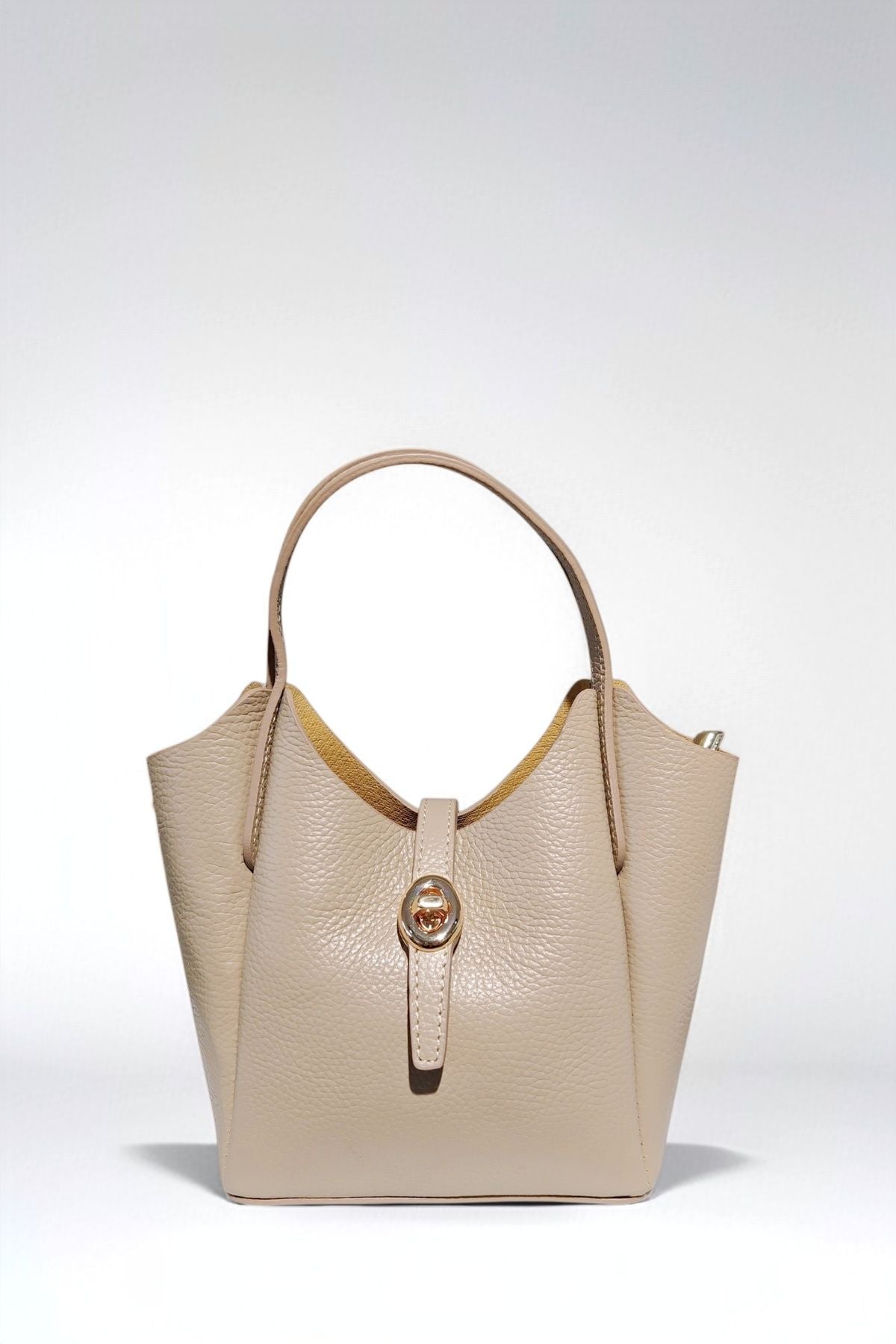 BM097 Beige Leather Shoulder Bag