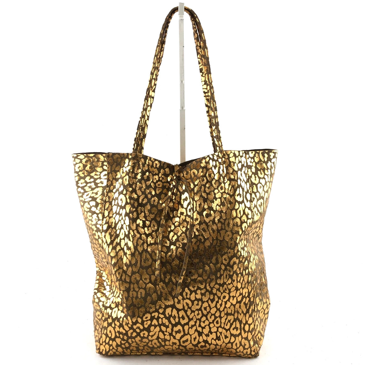 AG028 Taupe Metallic Leopard Tote Bag