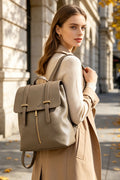 BM050 Taupe Leather Backpack Bag