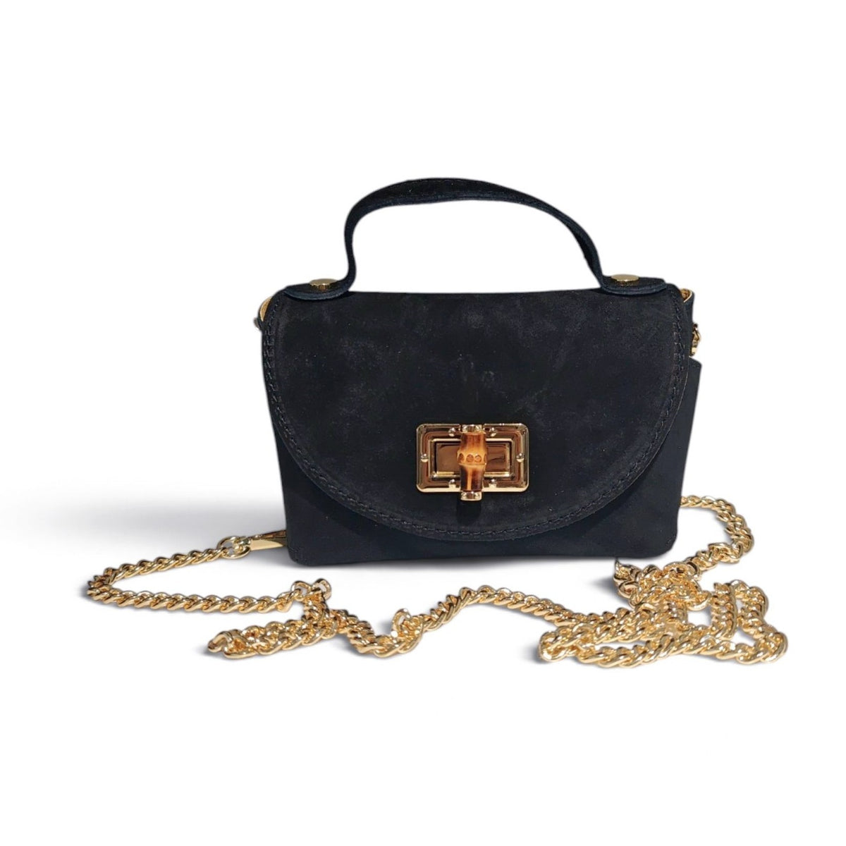 BM842 Black Suede Crossbody Bag