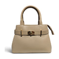 BM902 Beige Belted Leather Handbag