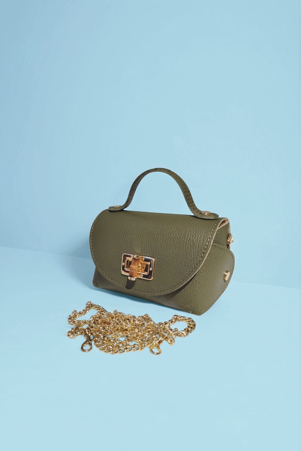 BM357 Khaki Leather Crossbody Bag