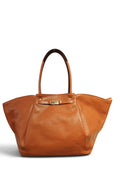 BM008 Dark Camel Leather Tote Bag