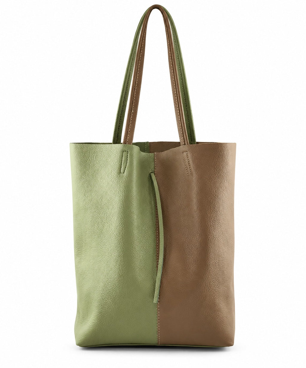AG003 Moss Green Hazelnut Leather Tote Bag