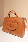 BM074 Dark Camel Leather Satchel Bag