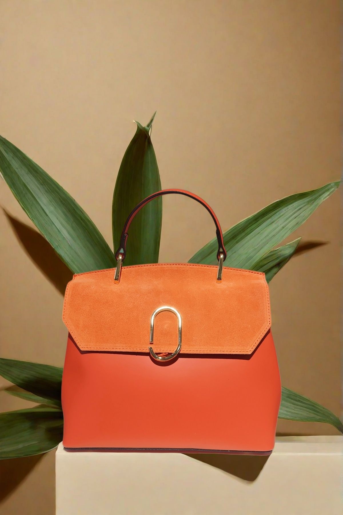 BM072 Orange Top Handle Bag