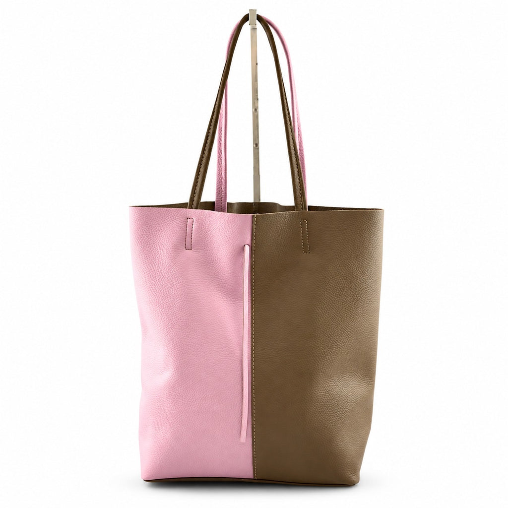 AG006 Baby Pink Hazelnut Leather Tote Bag