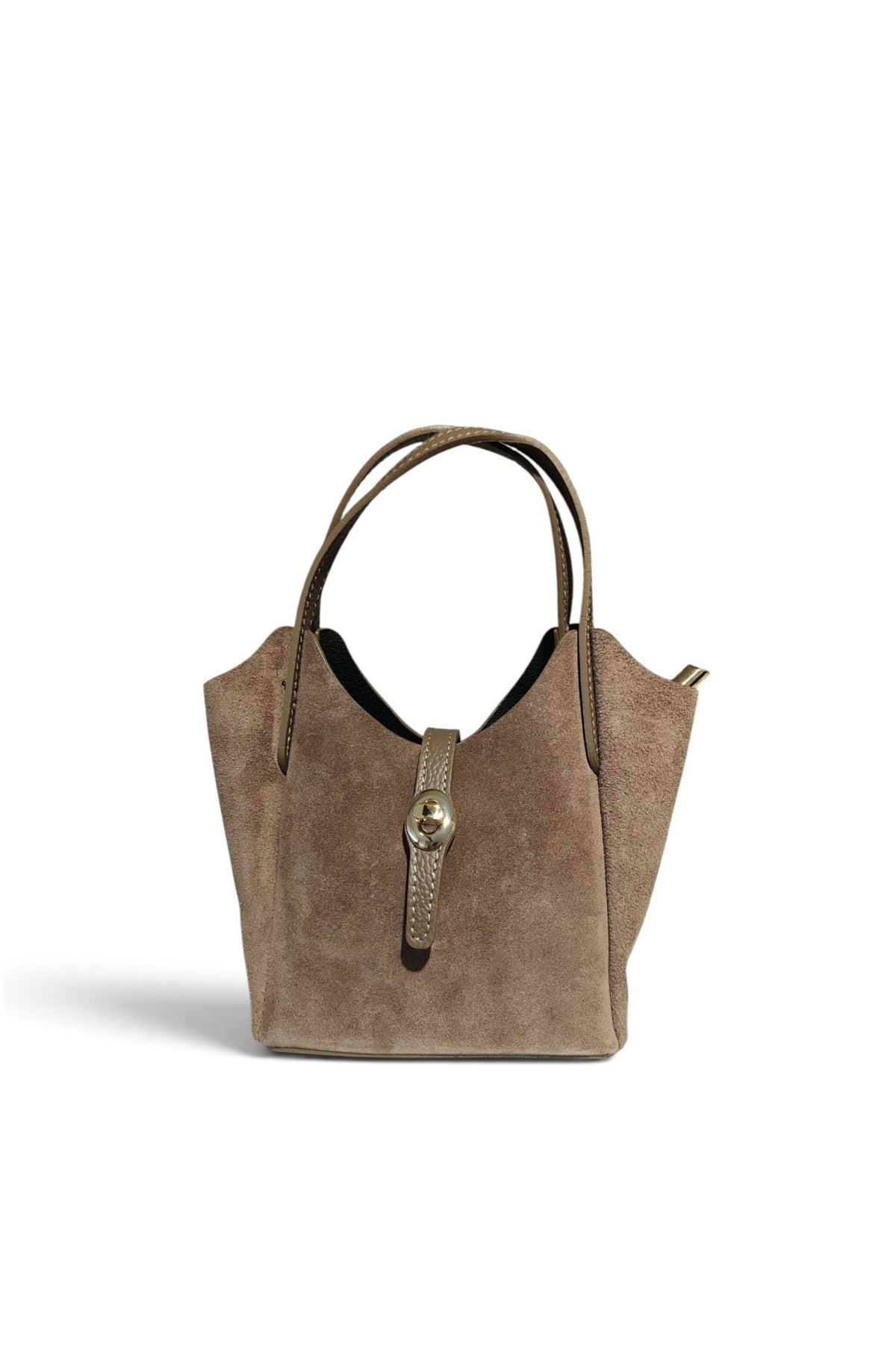 BM063 Taupe Leather Bucket Bag