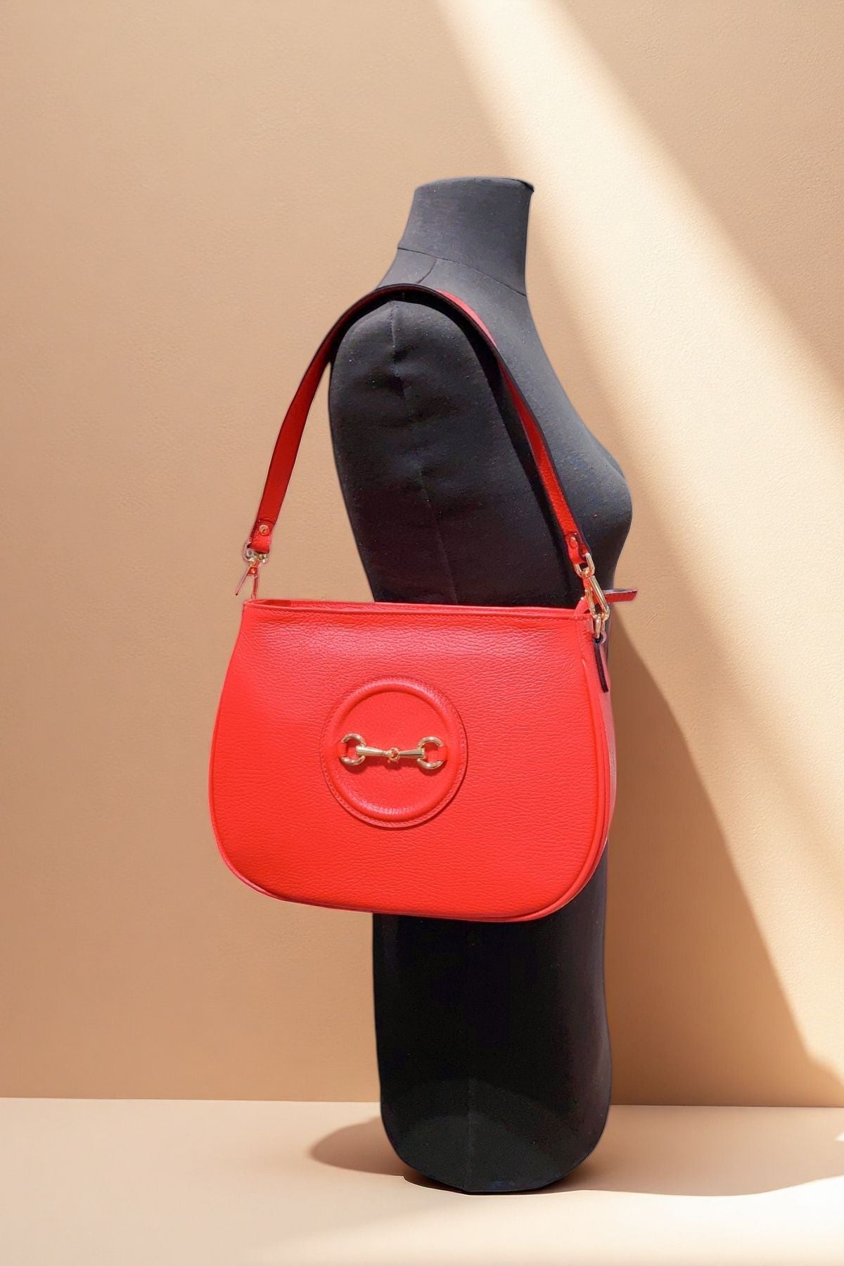 BM497 Red Leather Shoulder Bag