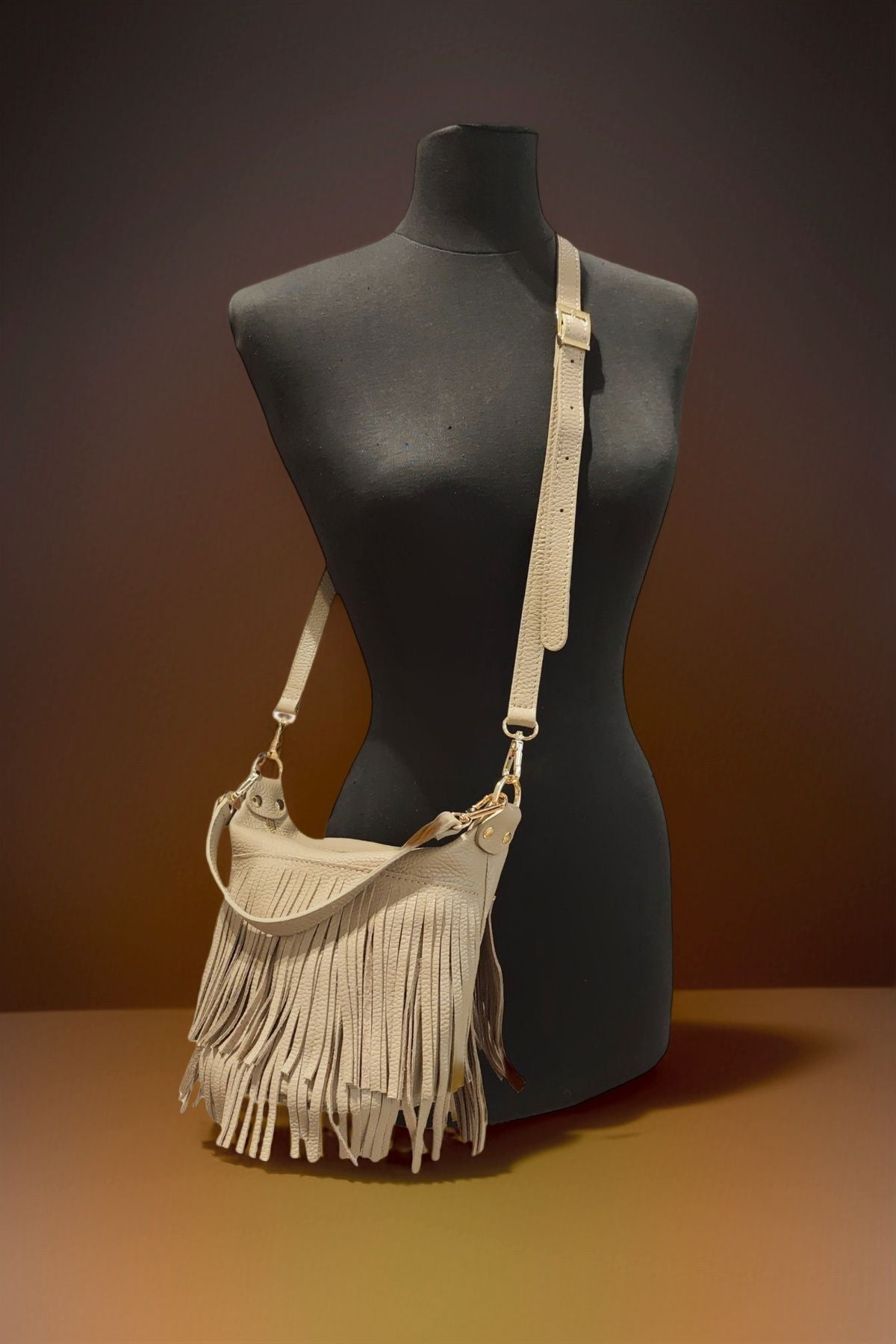 BM273 Beige Leather Crossbody Bag