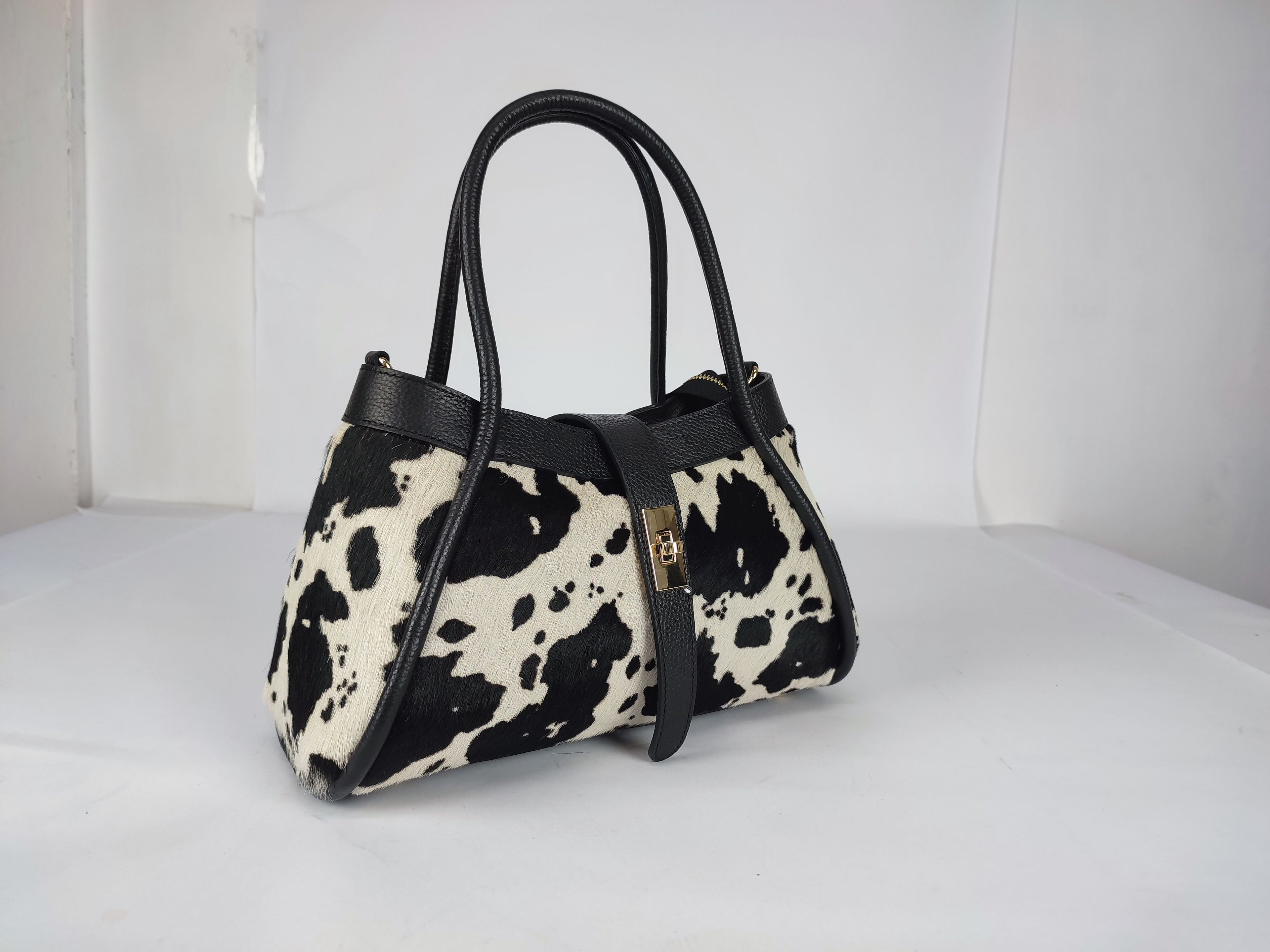DM027 Black Pony-Hair Flap Bag