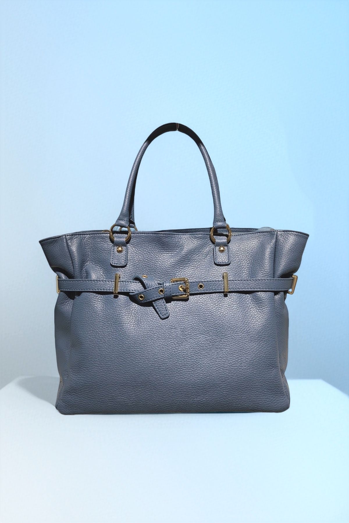 BM317 Denim Blue Leather Tote Bag