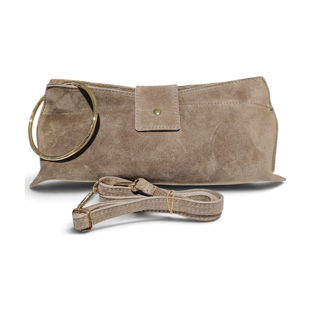 BM908 Taupe Suede Ring Clutch
