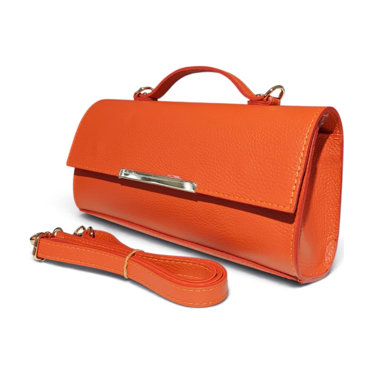 BM953 Dark Orange Leather Top Handle Bag