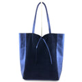 AG015 Navy Metallic Suede Tote Bag