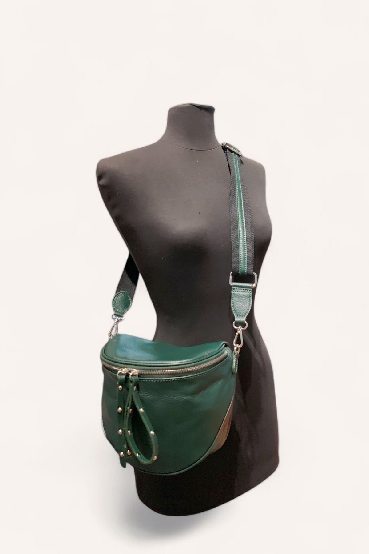 BM726 Dark Green Leather Crossbody Bag