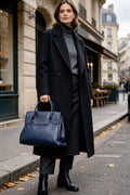 BM958 Navy Structured Leather Tote