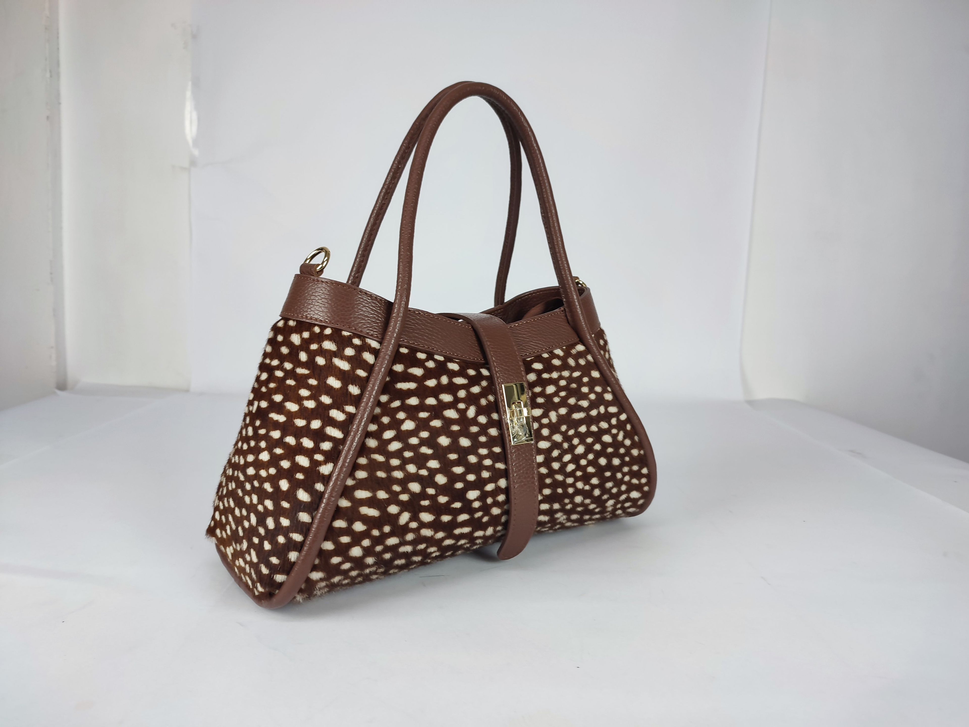 DM025 Brown Pony-Hair Flap Bag