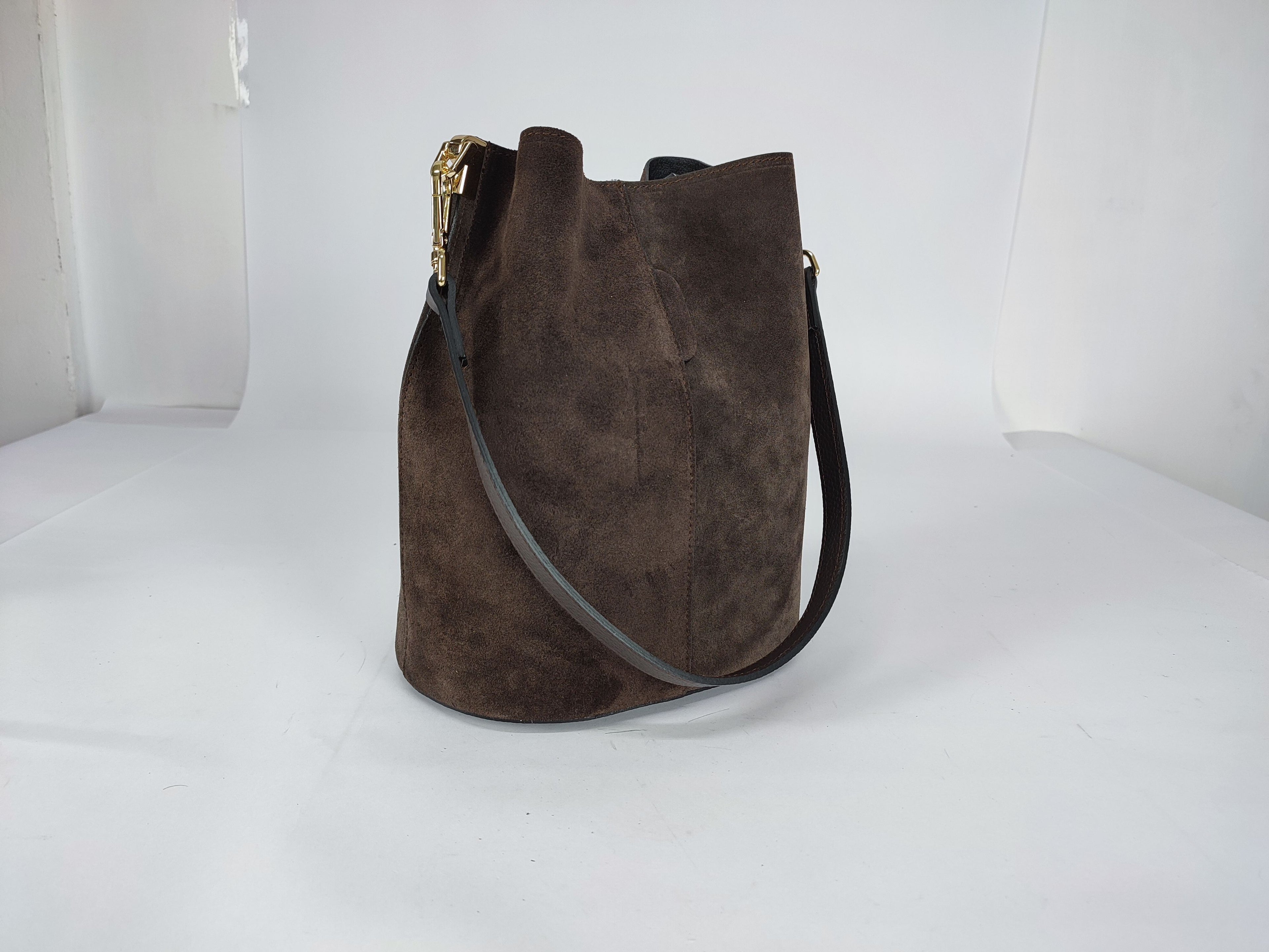 DM029 Dark Brown Suede Bucket Bag