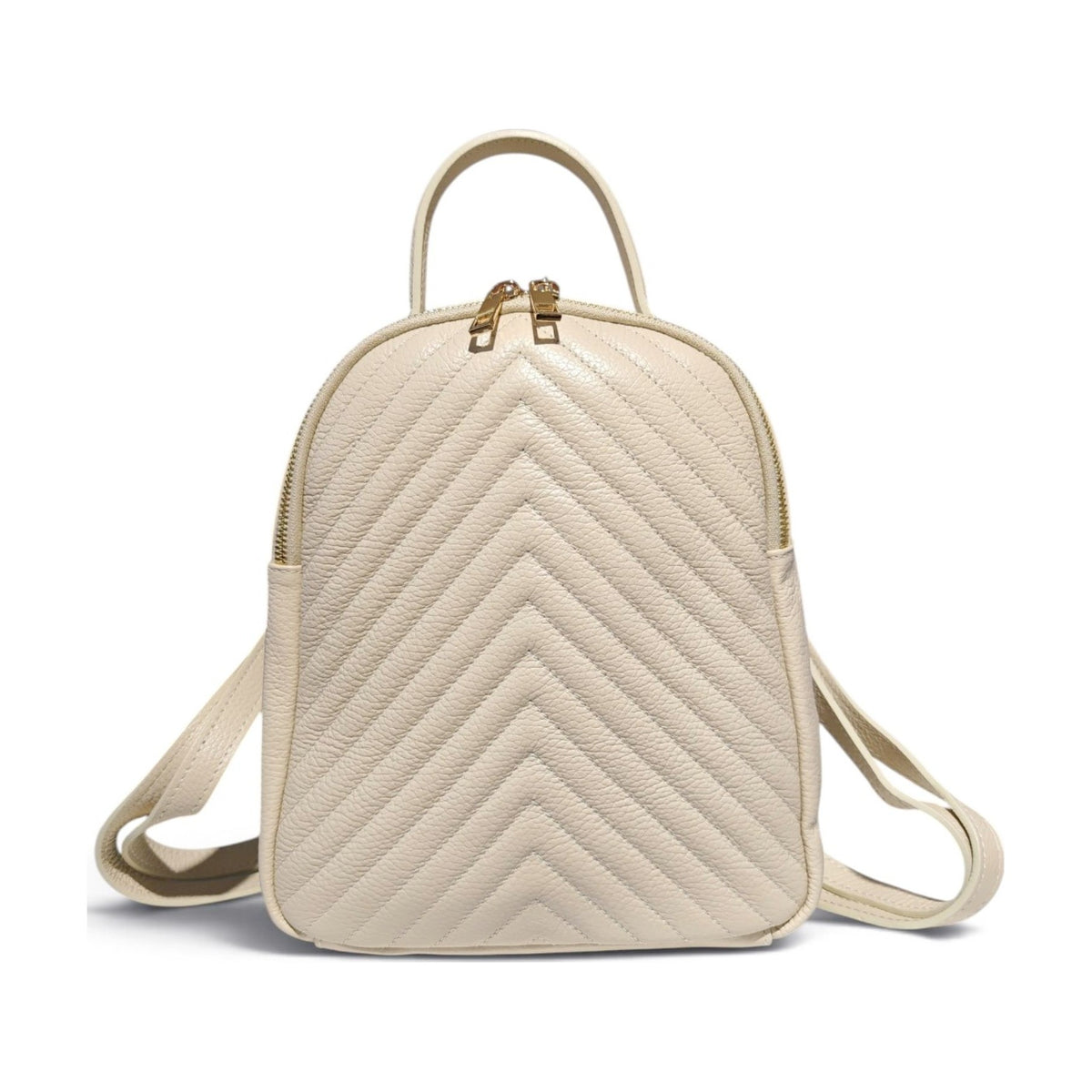 BM863 Cream Quilted Leather Backpack