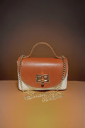 BM364 Cream Camel Leather Crossbody Bag