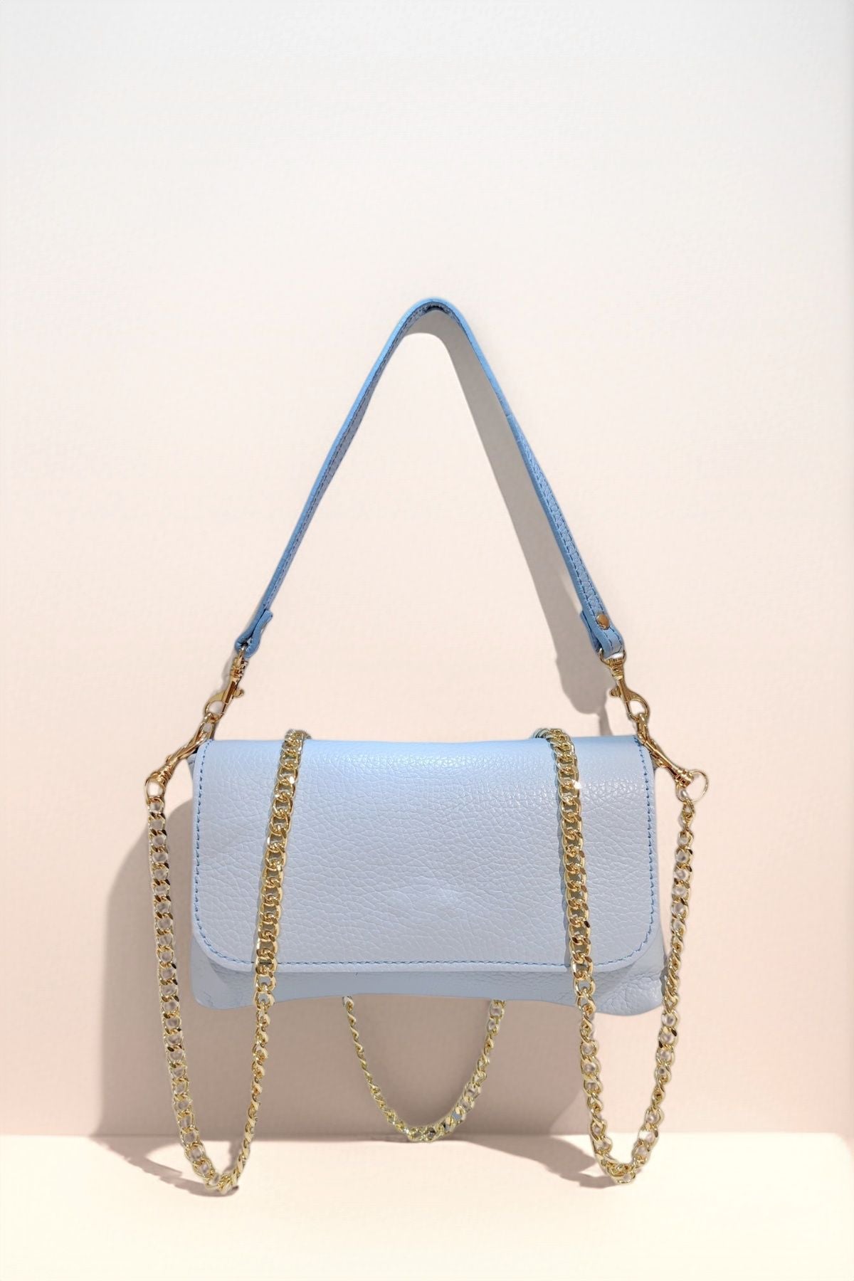 BM630 Sky Blue Leather Crossbody Bag