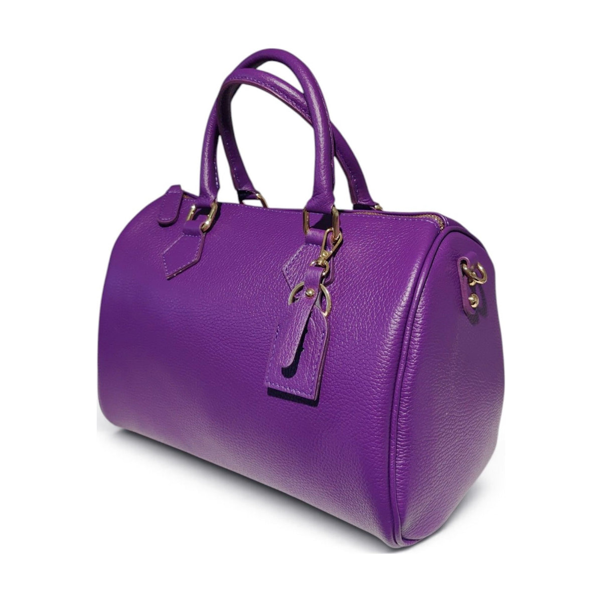 BM929 Purple Leather Boston Bag
