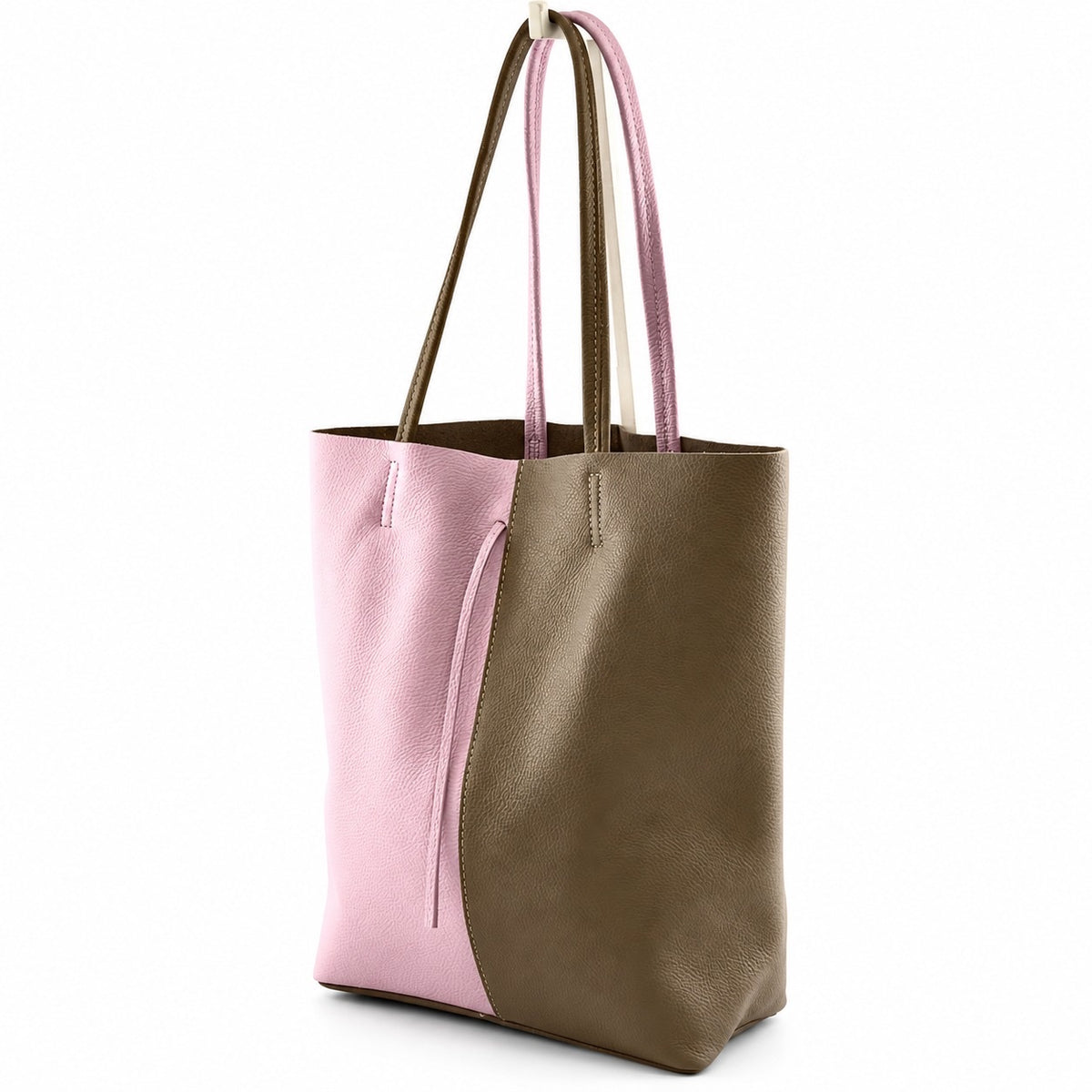 AG006 Baby Pink Hazelnut Leather Tote Bag