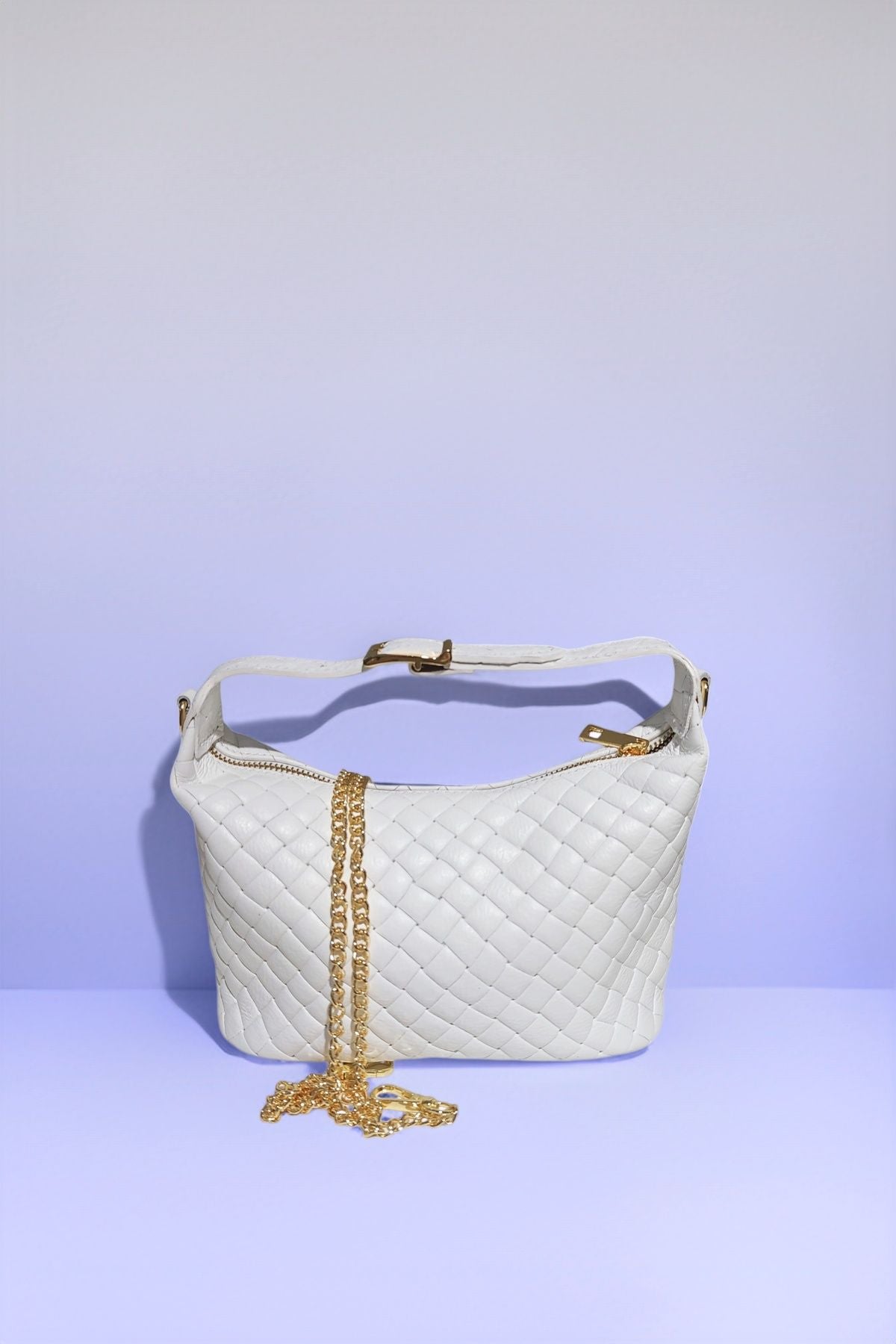 BM204 White Leather Crossbody Bag