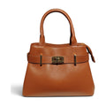 BM898 Dark Camel Belted Leather Handbag