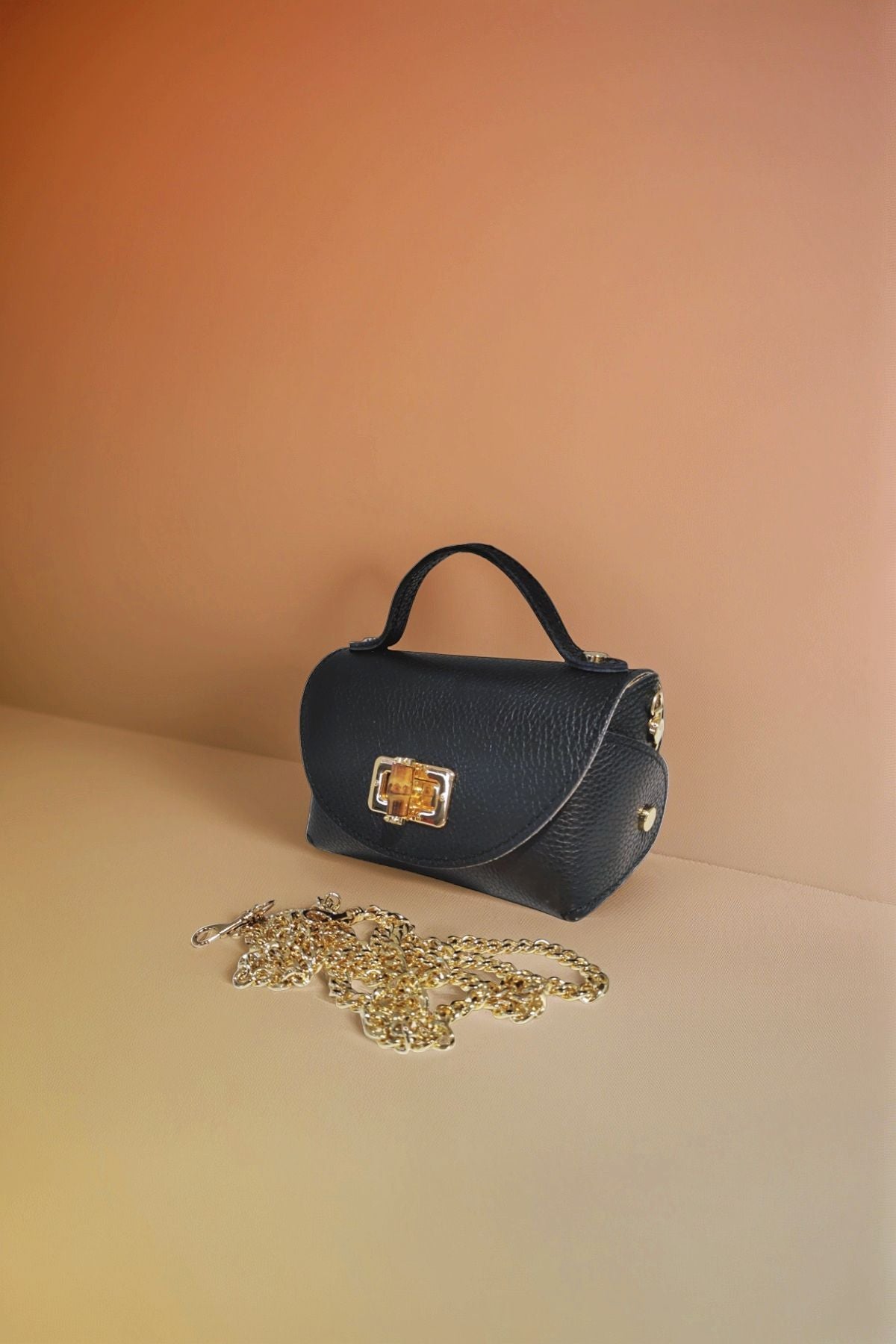 BM354 Black Leather Crossbody Bag