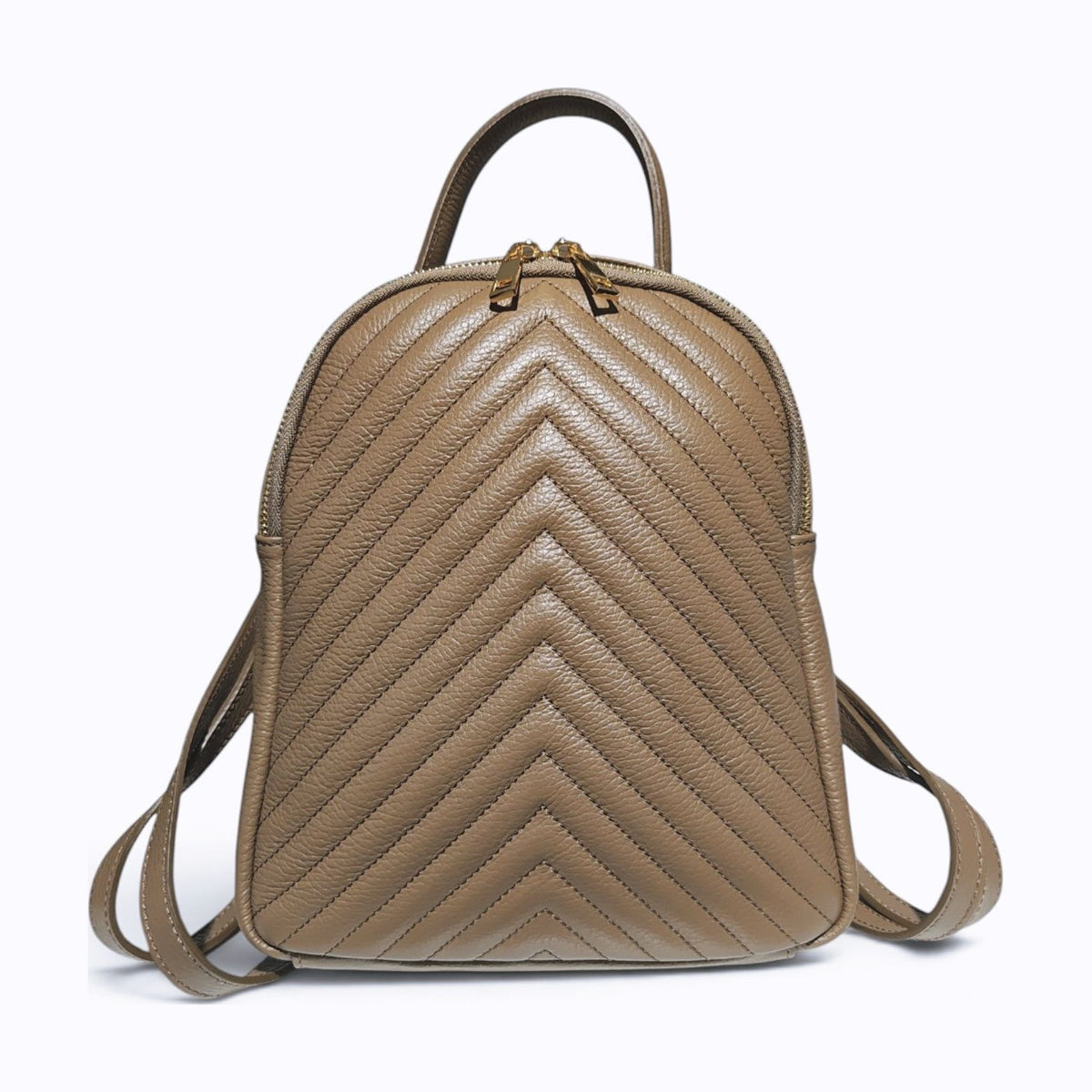 BM861 Taupe Quilted Leather Backpack