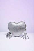 BM413 Silver Leather Heart Bag
