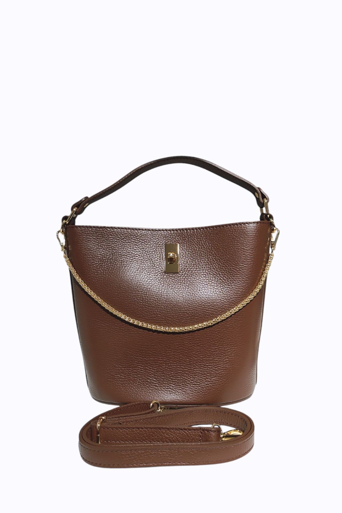 BM151 Mocha Leather Bucket Bag