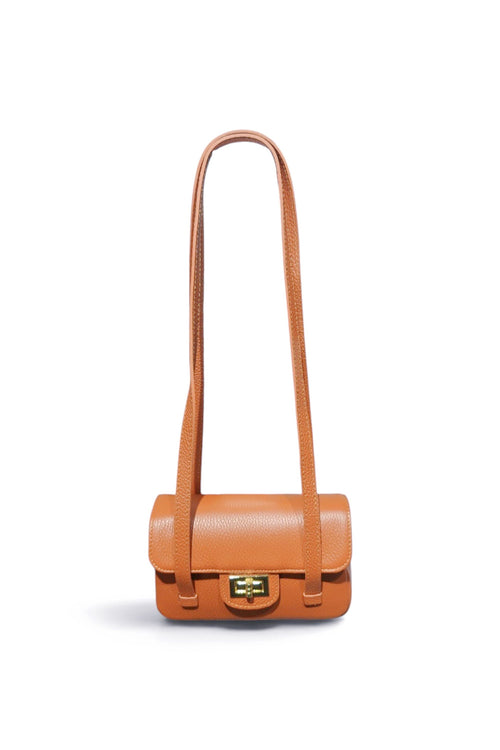 BM002 Dark Camel Leather Crossbody Bag