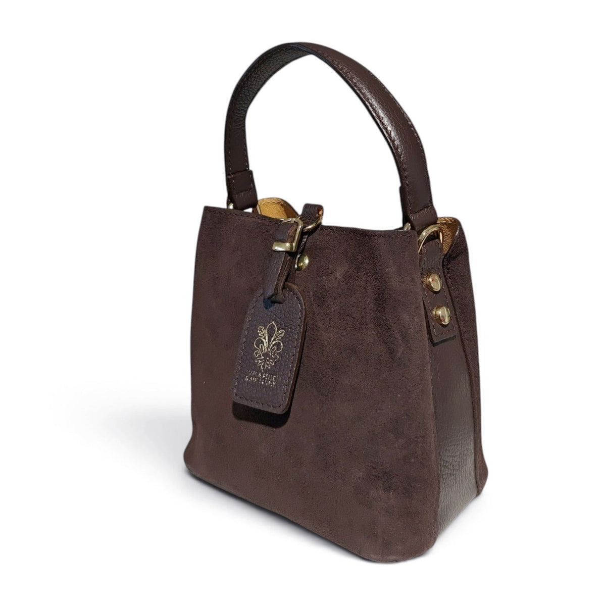 BM852 Chocolate Suede Bucket Bag
