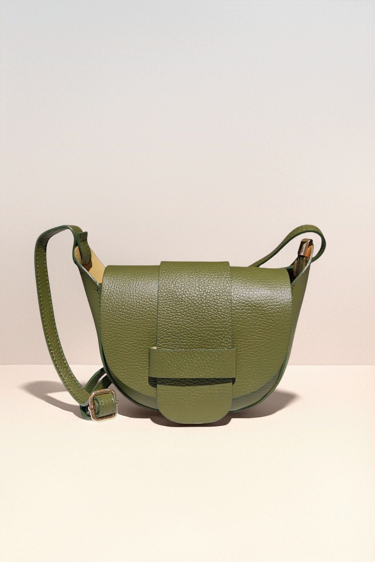 BM772 Khaki Leather Crossbody Bag