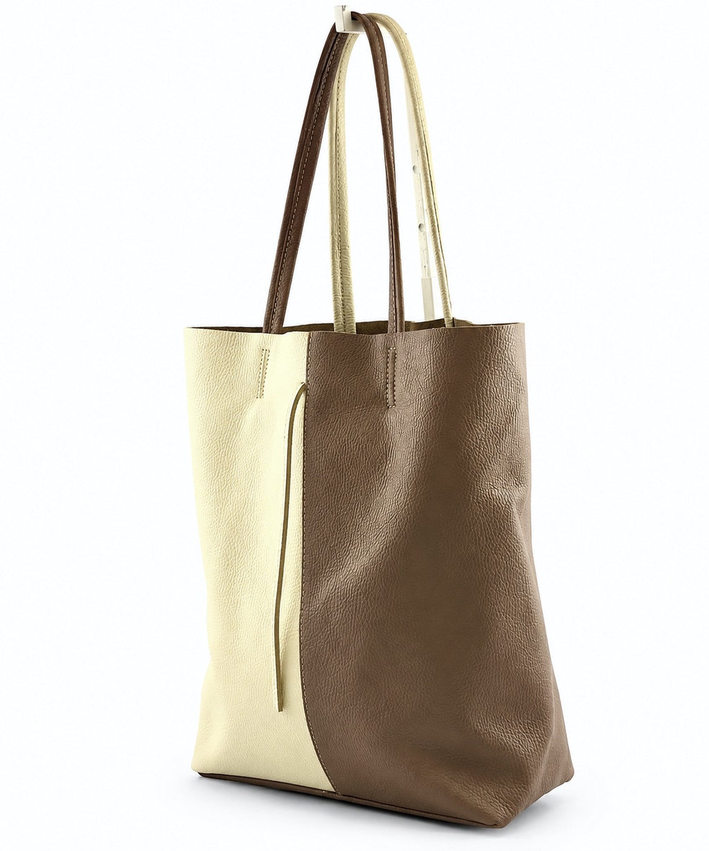AG005 Cream Hazelnut Leather Tote Bag