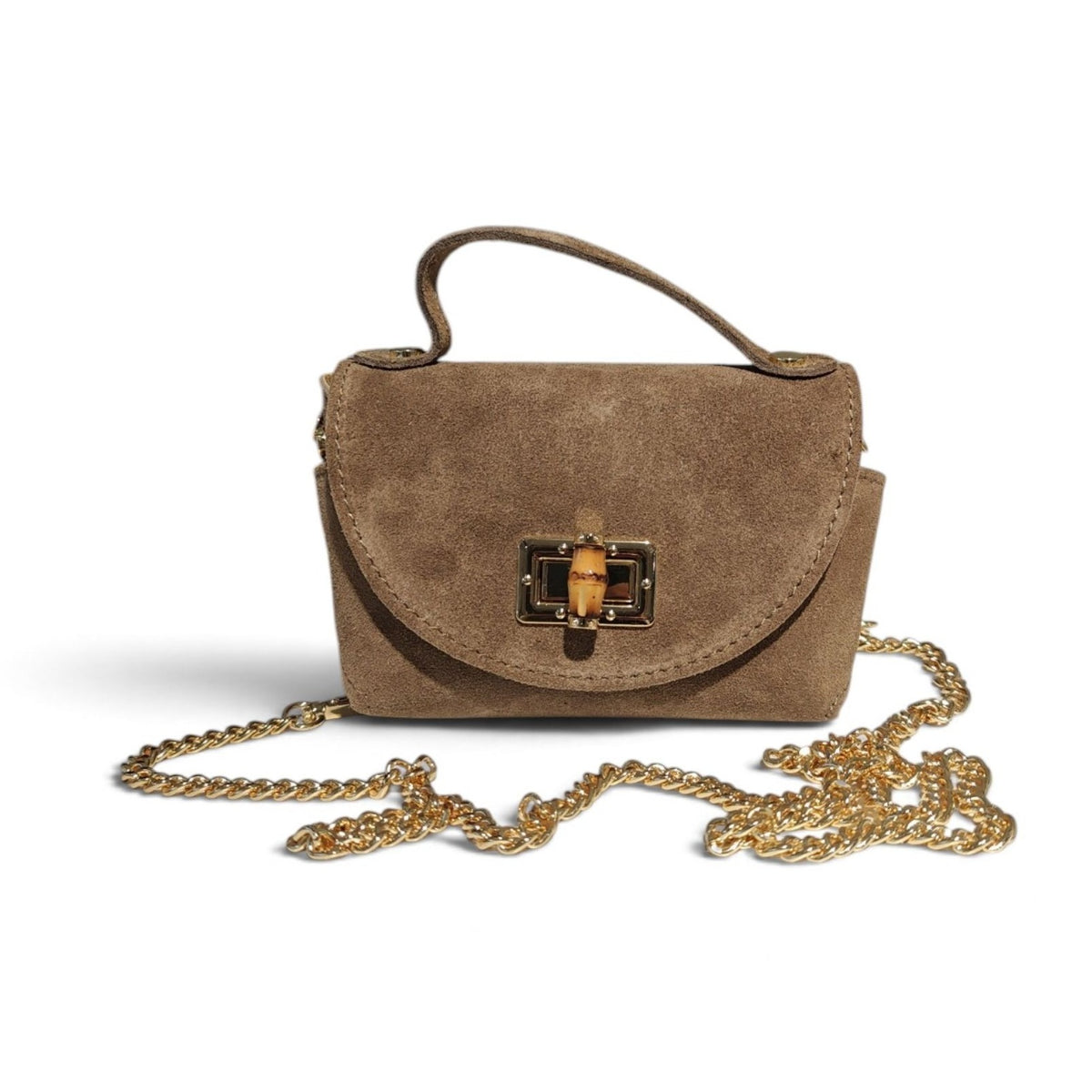 BM841 Taupe Suede Crossbody Bag