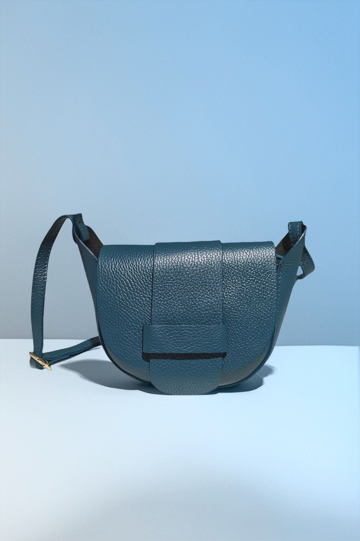 BM782 Teal Blue Leather Crossbody Bag