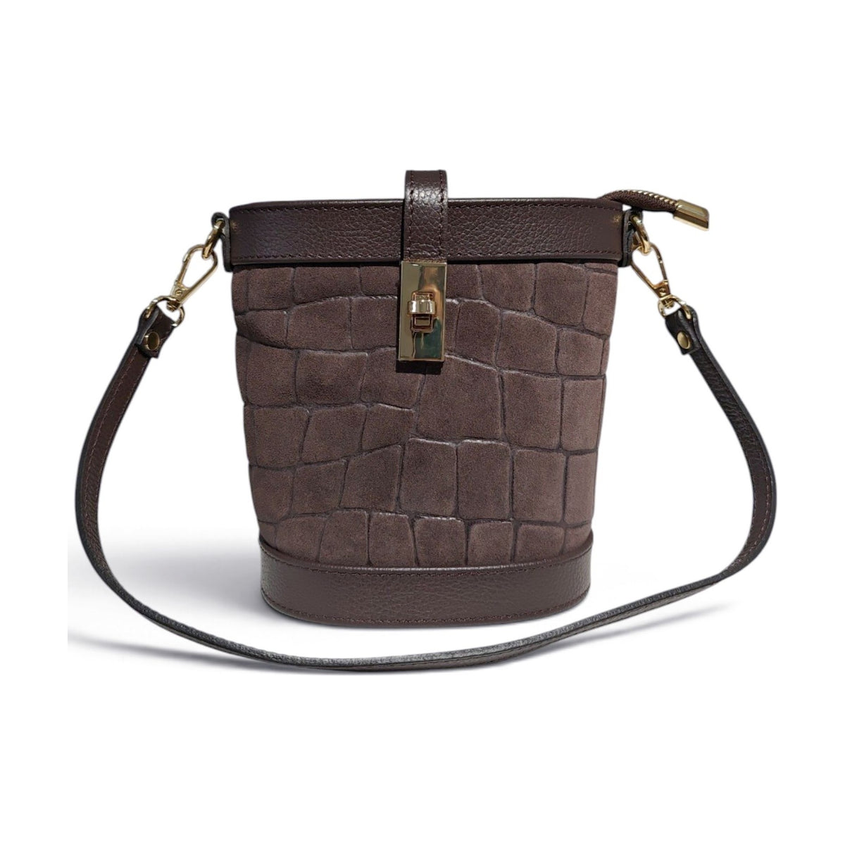 BM896 Chocolate Croc Bucket Bag