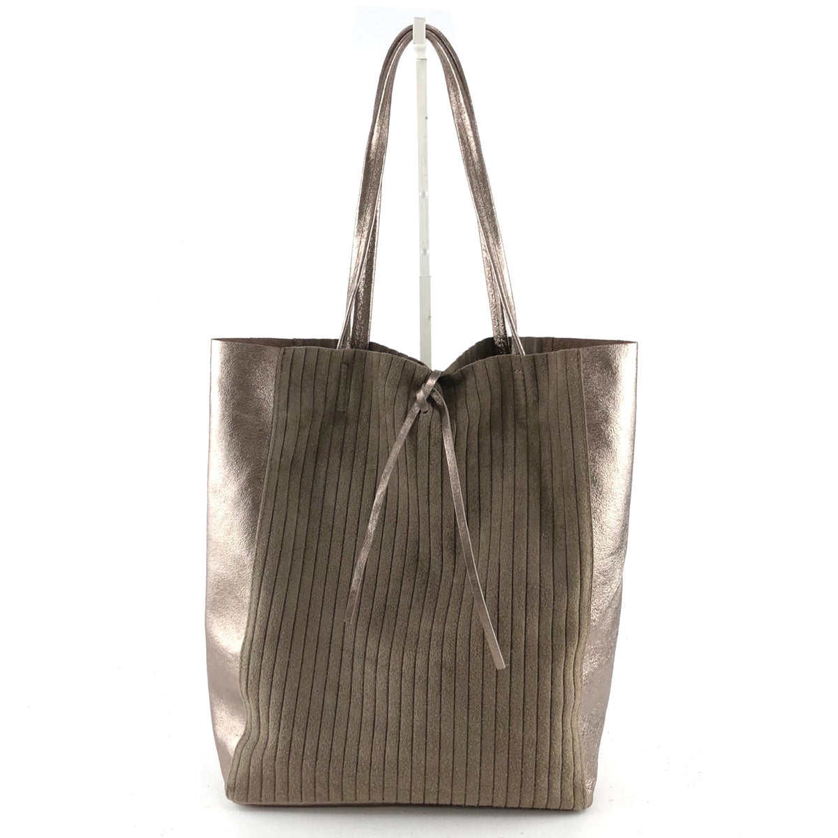 AG019 Taupe Metallic Suede Tote Bag