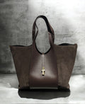 BM940 Chocolate Suede Panel Tote