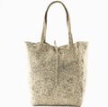 AG011 Beige Floral Suede Tote Bag