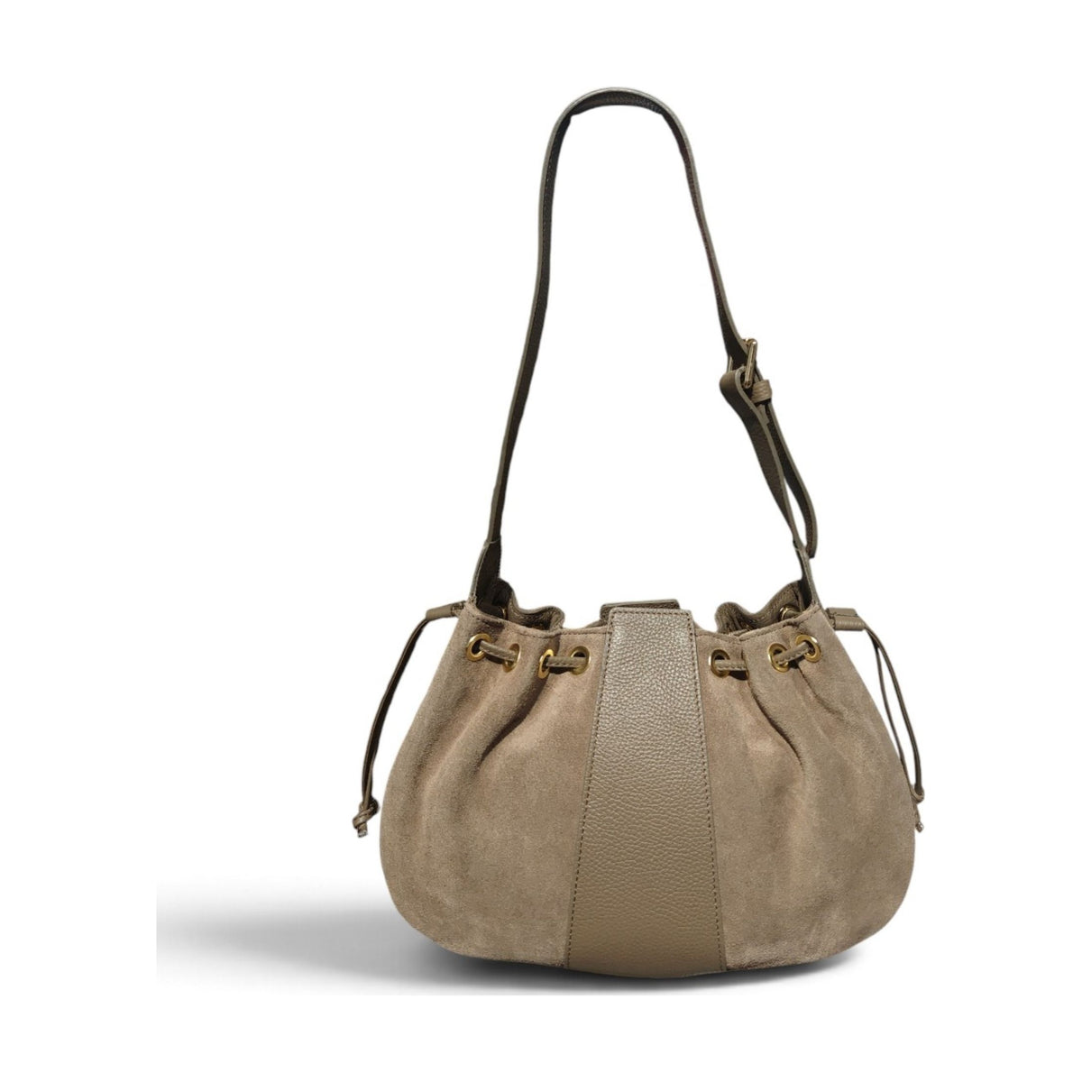 BM892 Taupe Drawstring Bucket Bag