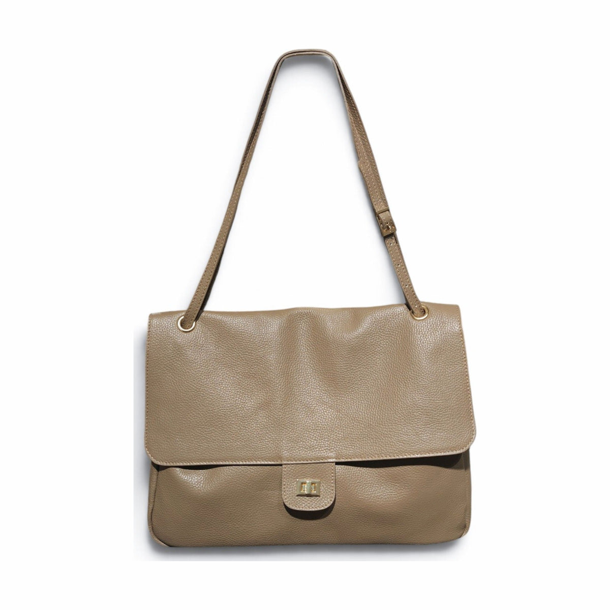 BM890 Taupe Leather Flap Bag