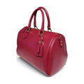BM924 Plum Leather Boston Bag