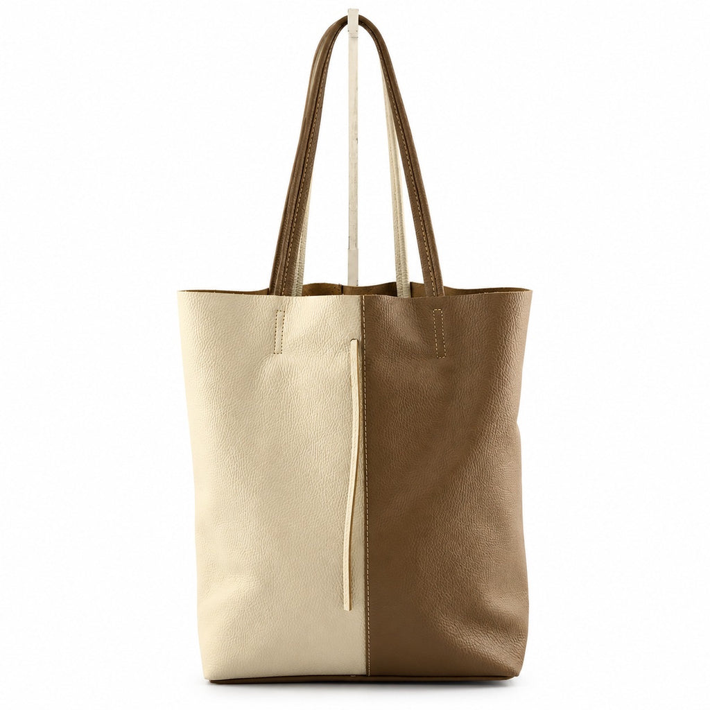 AG005 Cream Hazelnut Leather Tote Bag